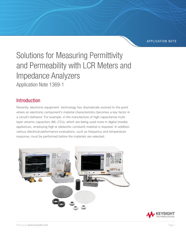 Solutions for Measuring Permittivity and Permeability with LCR Meters and Impedance Analyzers