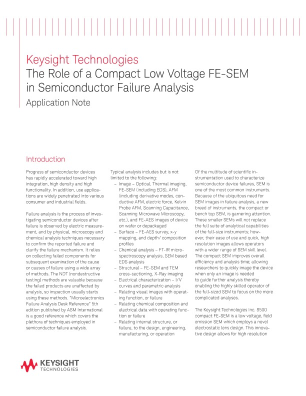Low Voltage FE-SEM in Semiconductor Failure Analysis