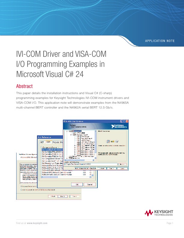IVI-COM Driver and VISA-COM I/O Programming Examples in Microsoft Visual C#