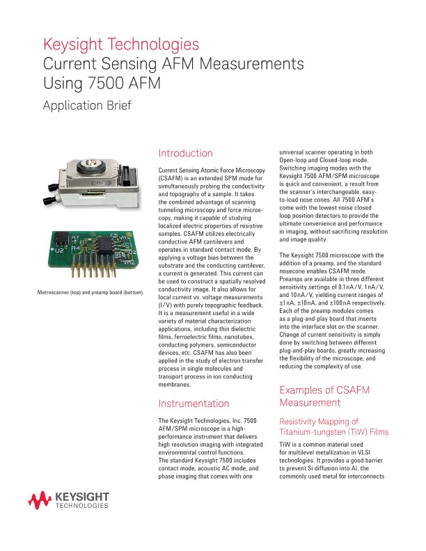 Current Sensing AFM Measurements Using Keysight 7500  