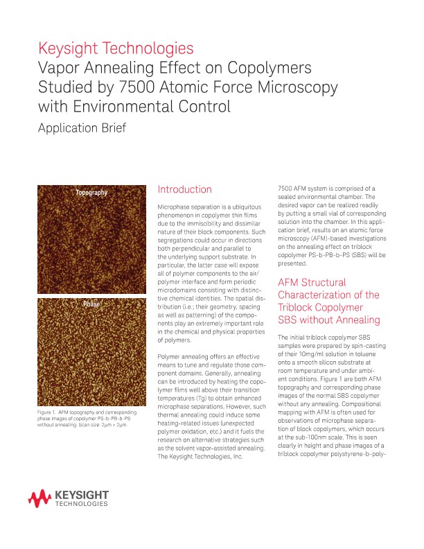 Vapor Annealing Effect on Copolymers Studied by Keysight 7500 AFM with Environmental Control   