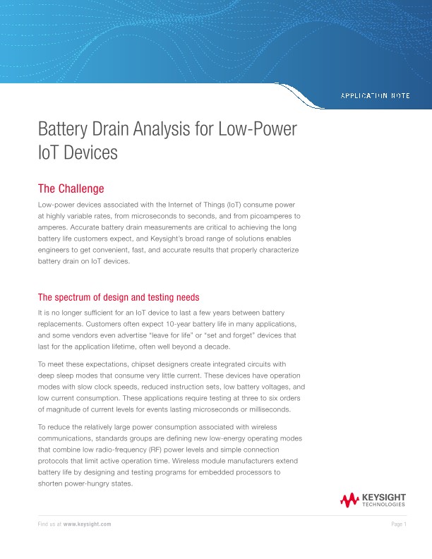 Battery Drain Analysis for Low Power IoT Devices