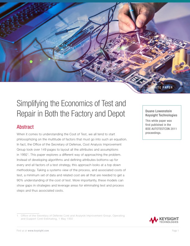 Economics of Test and Repair in Both the Factory and Depot