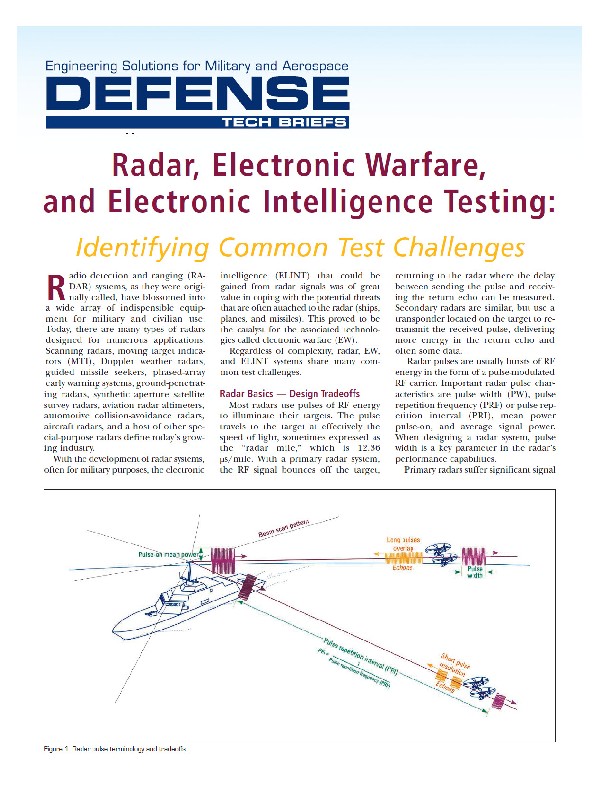 Radar, Electronic Warfare, and Electronic Intelligence Testing: Identifying Common Test Challenges 