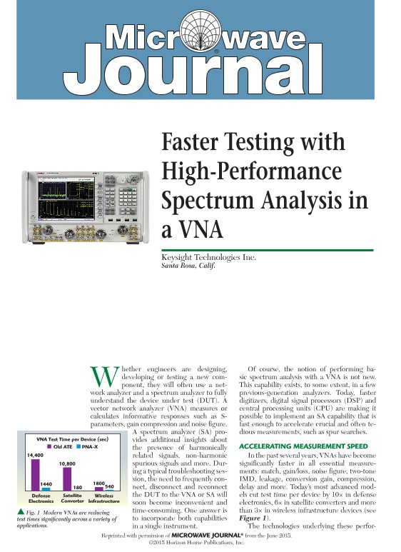 Faster Testing with High-Performance Spectrum Analysis in a VNA