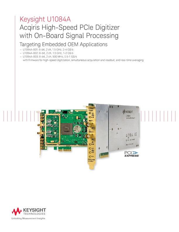U1084A Acqiris High-Speed PCIe Digitizer with On-Board Signal Processing