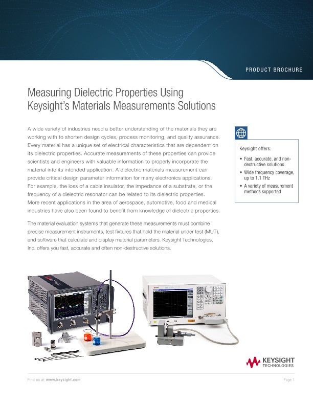 Measuring Dielectric Properties Using Keysight’s Materials Measurements Solutions