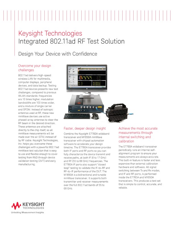 Integrated 802.11ad RF Test Solution