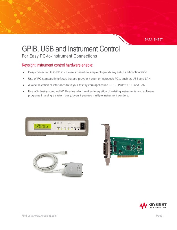 GPIB, USB and Instrument Control For Easy PC-to-Instrument Connections