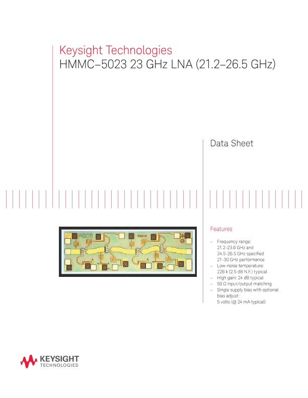 HMMC-5203 23 GHz LNA (21.2–26.5 GHz) 