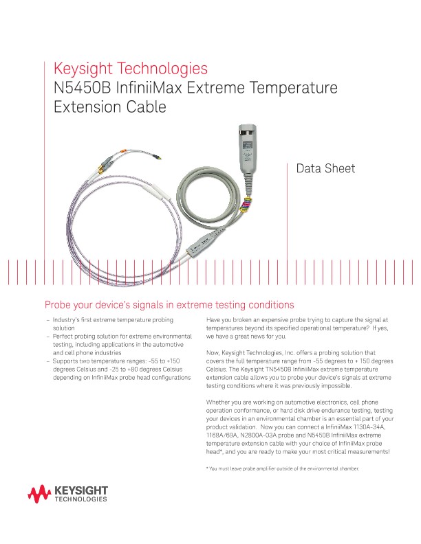 N5450A InfiniiMax Extreme Temperature Extension Cable 