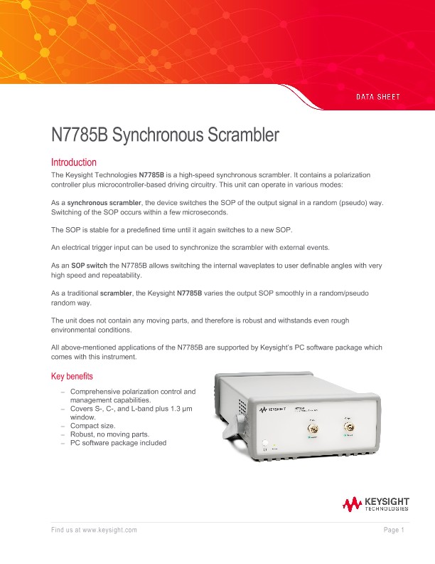 N7785B Synchronous Scrambler