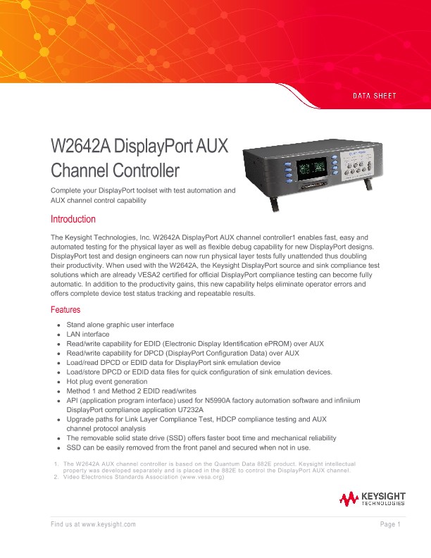 W2642A DisplayPort AUX Channel Controller