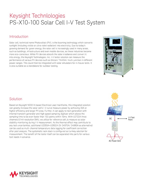 PS-X10-100 Solar Cell I-V Test System