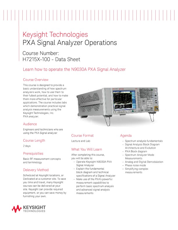 PXA Signal Analyzer Operations