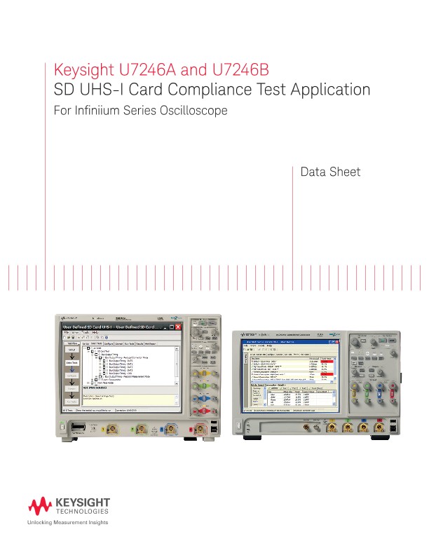 U7246A and U7246B SD UHS-I Card Compliance Test Application