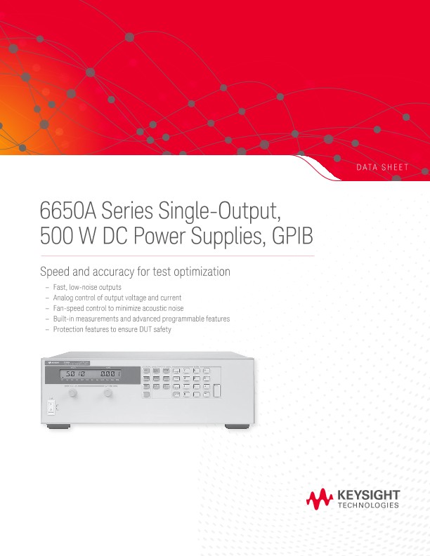 6650A Series Single-Output, 500 W DC Power Supplies, GPIB