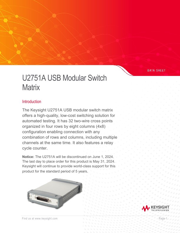 U2751A USB Modular Switch Matrix