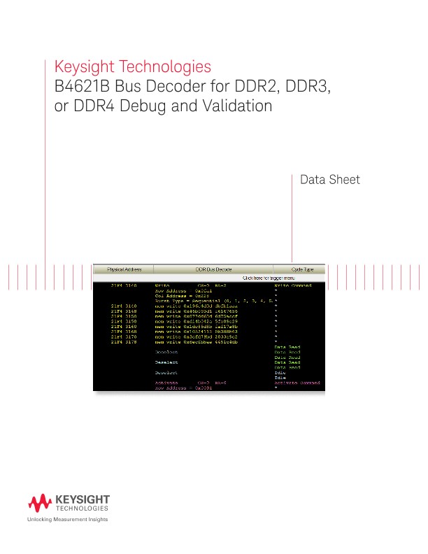 B4621B Bus Decoder for DDR2, DDR3, or DDR4 Debug and Validation