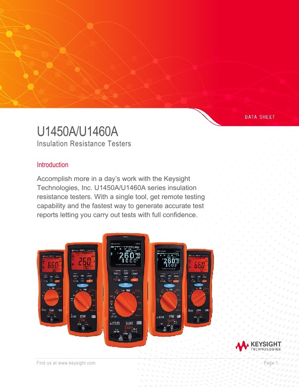 U1450A/U1460A Insulation Resistance Testers