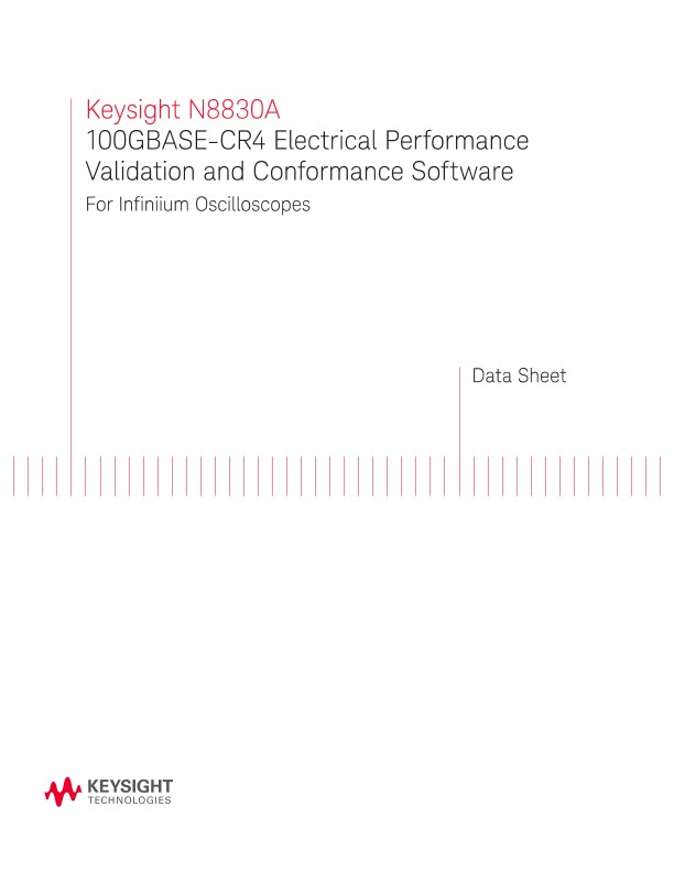 N8830A 100GBASE-CR4 Electrical Performance Validation and Conformance Software
