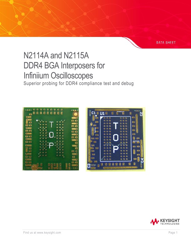 N2114A and N2115A DDR4 BGA Interposers for Infiniium Oscilloscopes