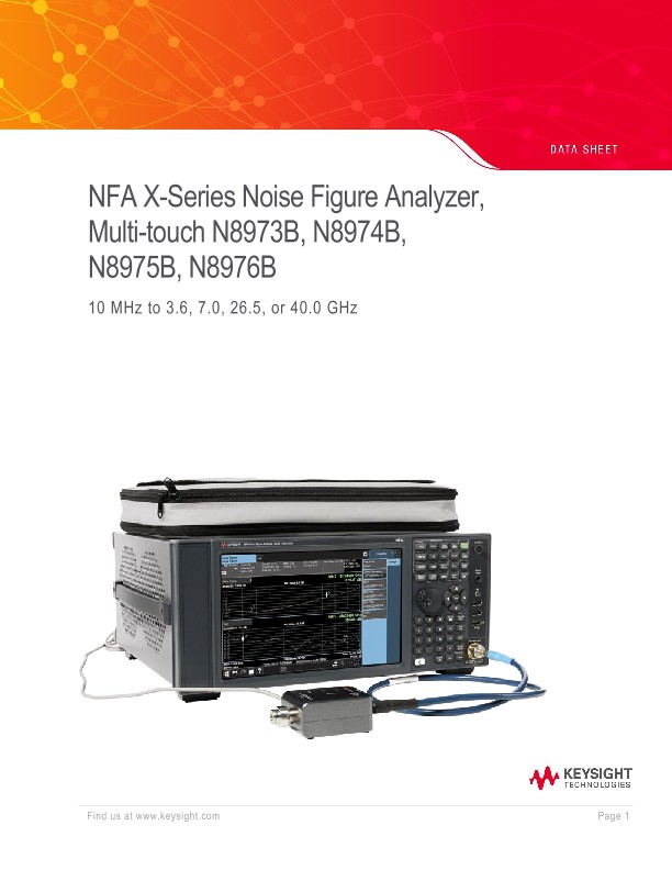 NFA X-Series Noise Figure Analyzer, Multi-touch N8973B, N8974B, N8975B, N8976B