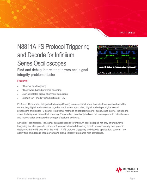 N8811A I2S Protocol Triggering and Decode for Infiniium Series Oscilloscopes