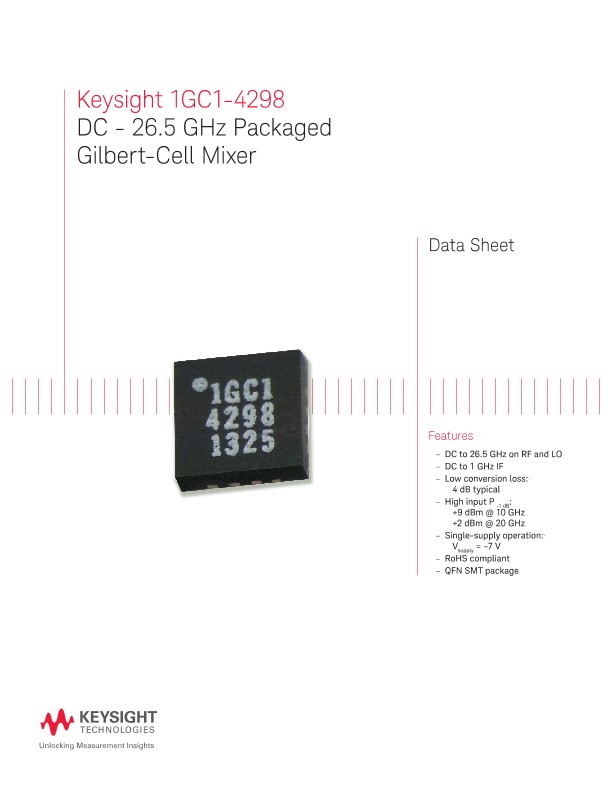 1GC1-4298 DC - 26.5 GHz Packaged Gilbert-Cell Mixer
