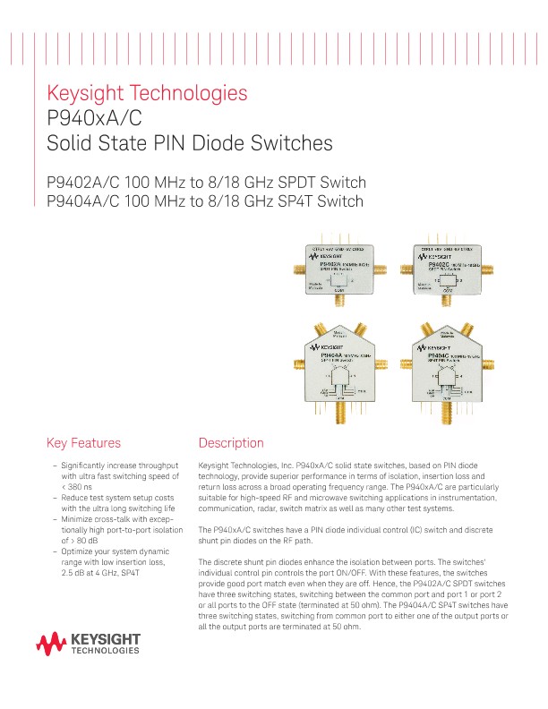 P940xA/C Solid State PIN Diode Switches