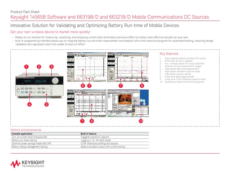 14565B Software and 66319B/D and 66321B/D Mobile Communications DC Sources – Product Fact Sheet