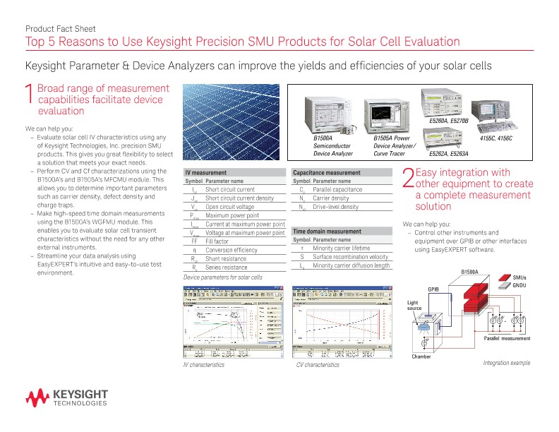 Top 5 Reasons to Use Keysight Precision SMU Products for Solar Cell Evaluation