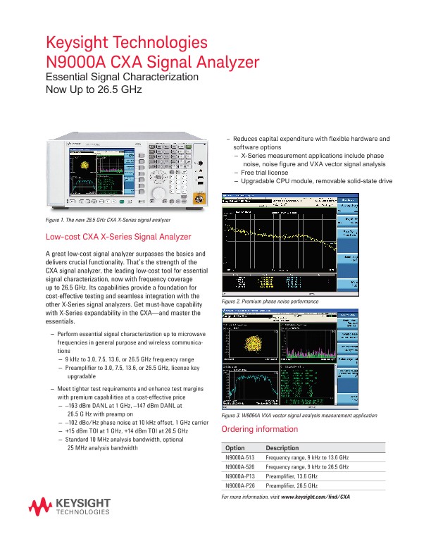 N9000A CXA Signal Analyzer Essential Signal Characterization Now Up to 26.5 GHz