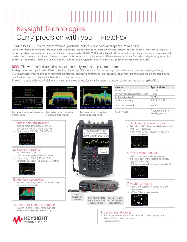 Keysight Technologies Carry precision with you! - FieldFox -