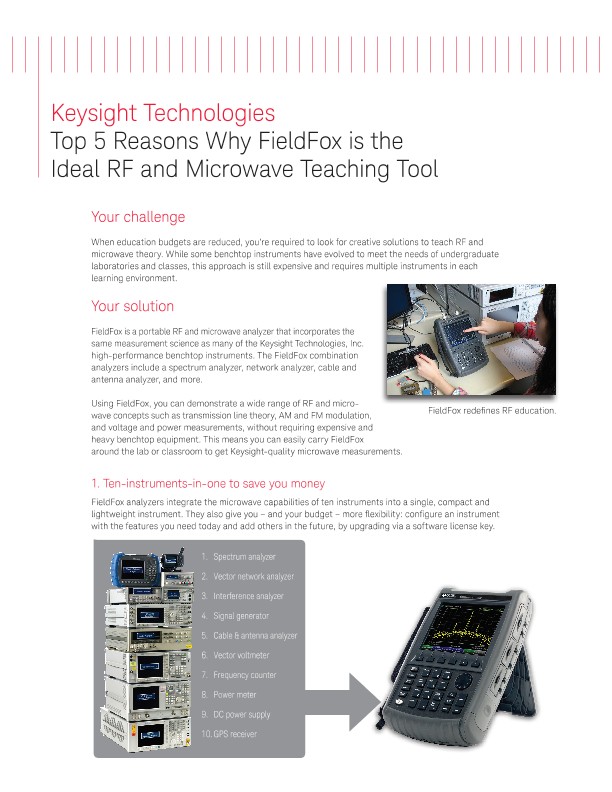 Top 5 Reasons Why FieldFox is the Ideal RF and Microwave Teaching Tool
