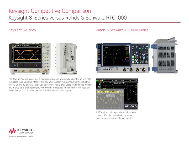 Keysight S-Series versus Rohde & Schwarz RTO1000 - Competitive Comparison