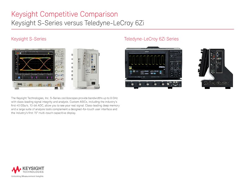 Keysight S-Series versus Teledyne-LeCroy 6Zi - Competitive Comparison