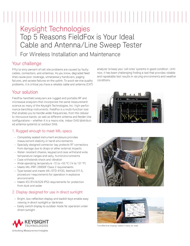 Top 5 Reasons FieldFox is Your Ideal Cable and Antenna/Line Sweep Tester 