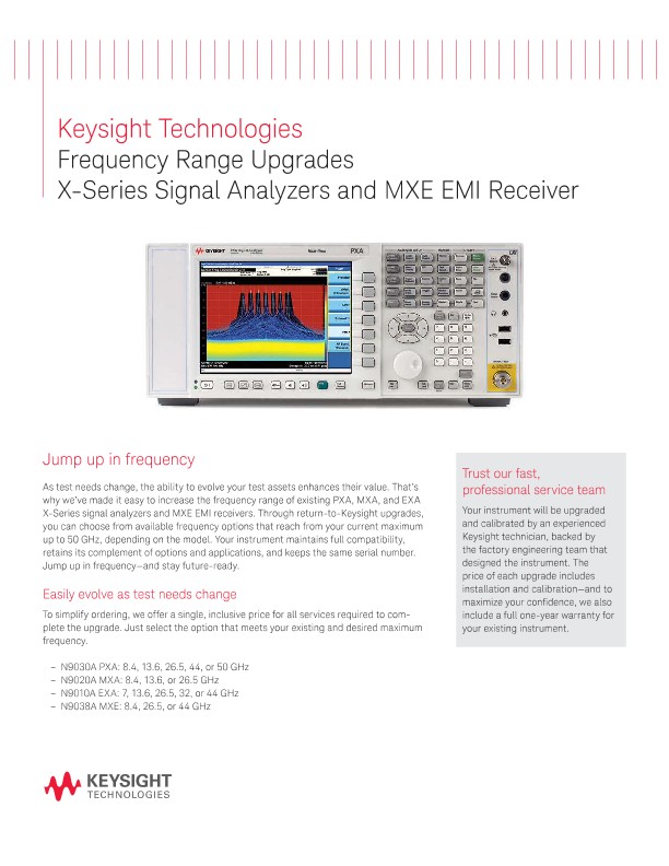 Frequency Range Upgrades X-Series Signal Analyzers and MXE EMI Receiver 