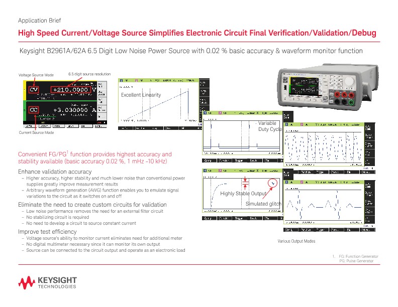 High Speed Current/Voltage Source Simplifies Electronic Circuit Final Verification/Validation/Debug
