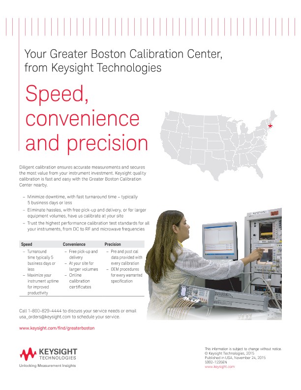 Your Greater Boston Calibration Center, from Keysight Technologies 