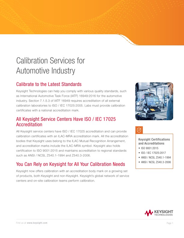 Calibration Services for Automotive Industry - Technical