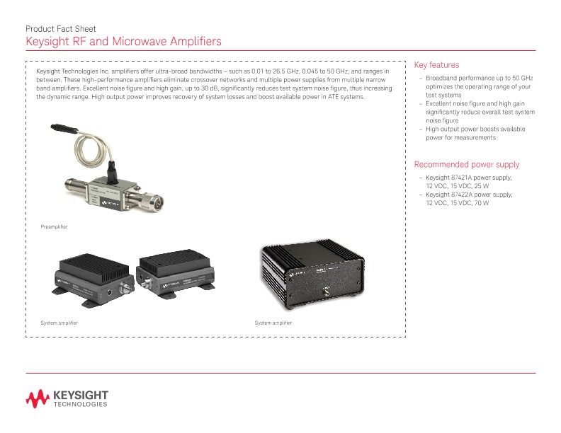 RF and Microwave Amplifiers – Product Fact Sheet
