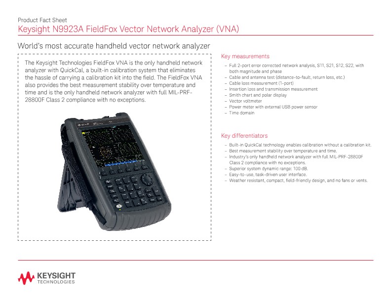 N9923A FieldFox Vector Network Analyzer (VNA)