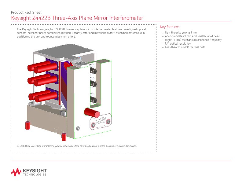 Z4422B Three-Axis Plane Mirror Interferometer – Product Fact Sheet