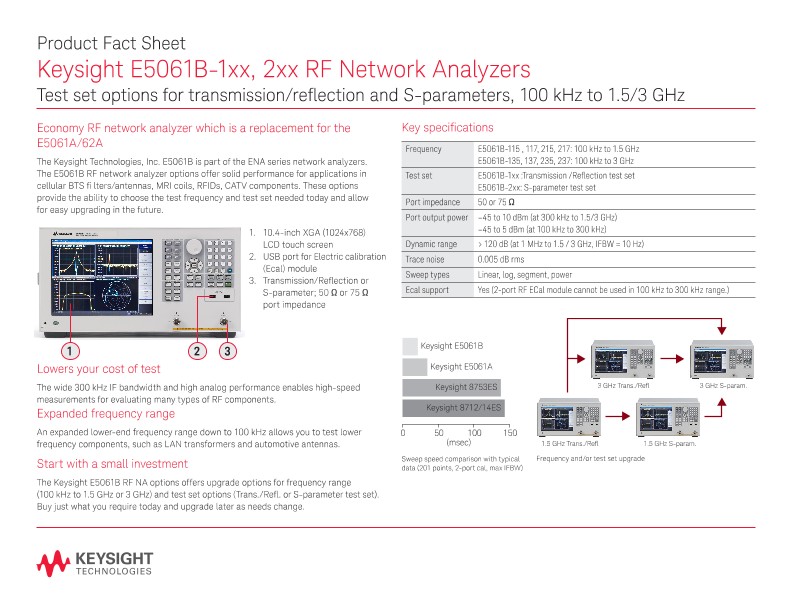 E5061B-1xx, 2xx RF Network Analyzers