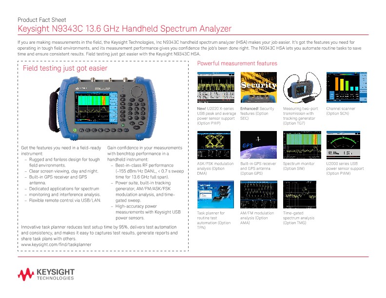 N9343C 13.6 GHz Handheld Spectrum Analyzer