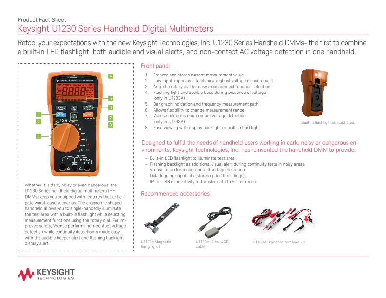 U1230 Series Handheld Digital Multimeters 
