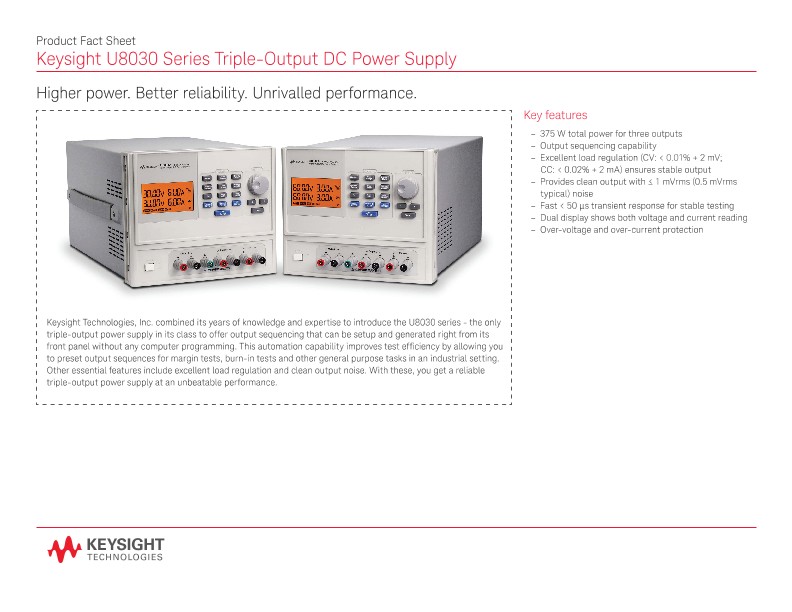 U8030 Series Triple-Output DC Power Supply