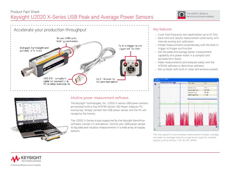 U2020 X-series USB Peak and Average Power Sensors